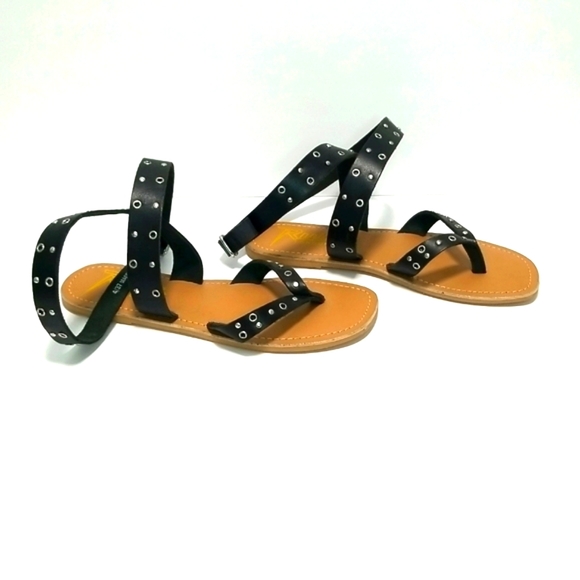 Rule London leather Studded Flat Sandals in Black Size 6 - Picture 2 of 7